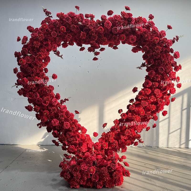 Wedding Arch Flower - Red Heart Arch Shaped Artificial Flowers