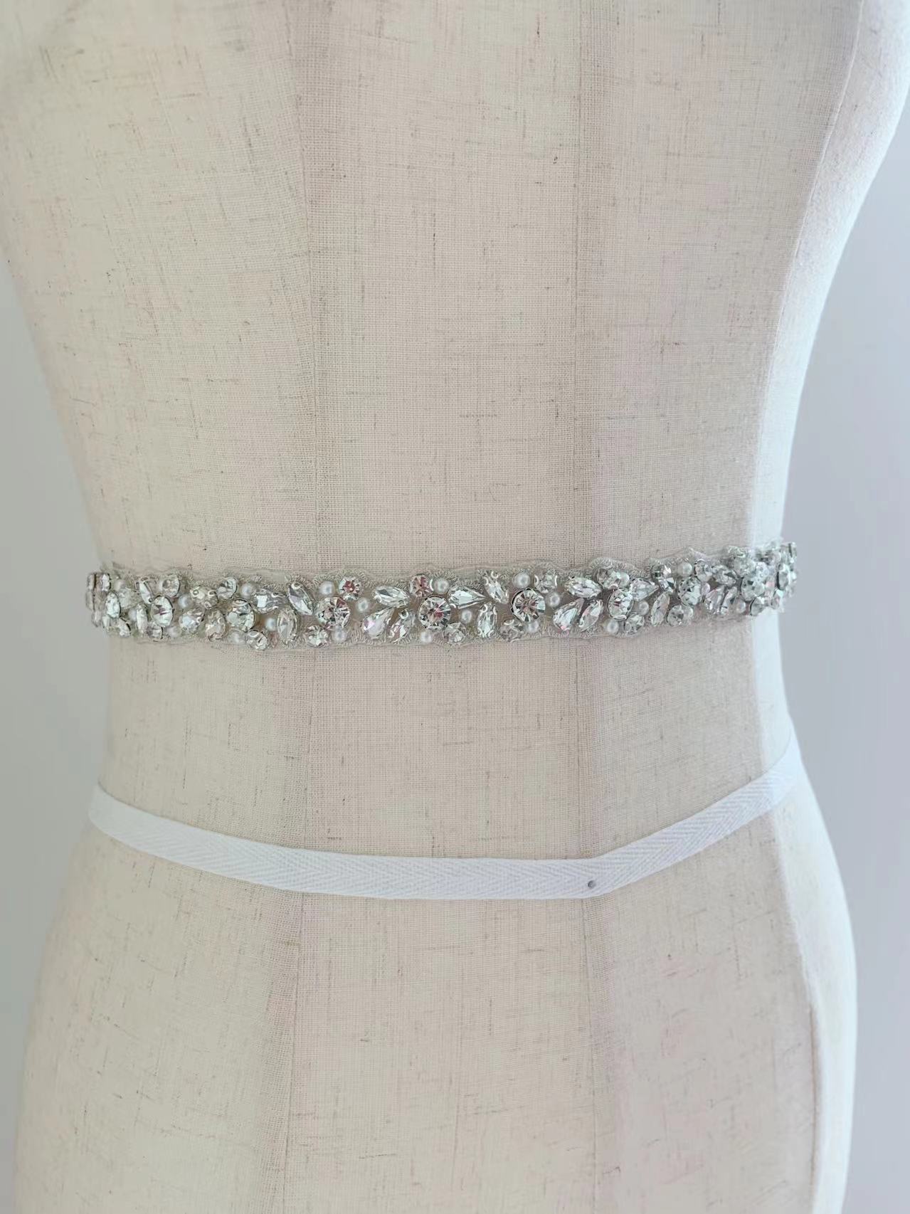 1 Yard/5 Yards Silver Crystal  - Bridal Sash Ribbon ulasan dan harga