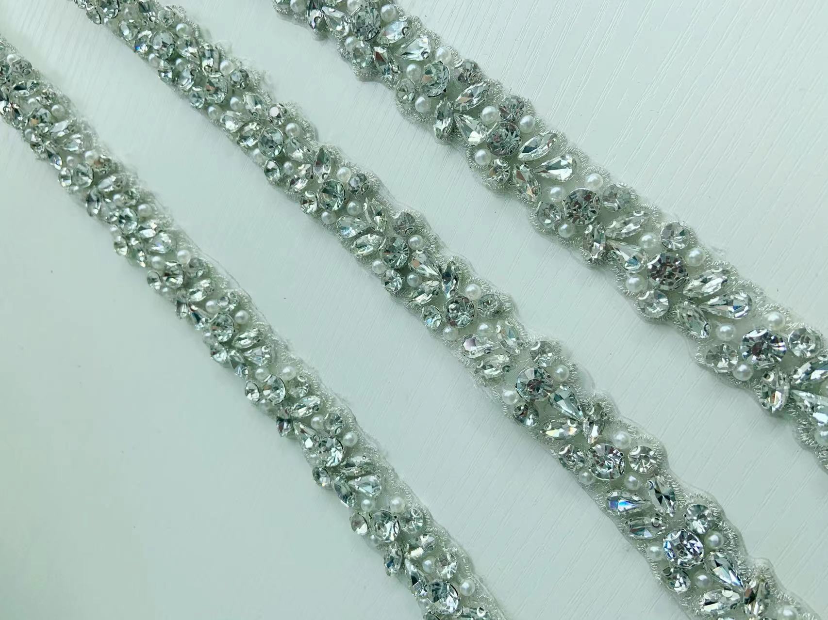 1 Yard/5 Yards Silver Crystal  - Bridal Sash Ribbon ulasan dan harga