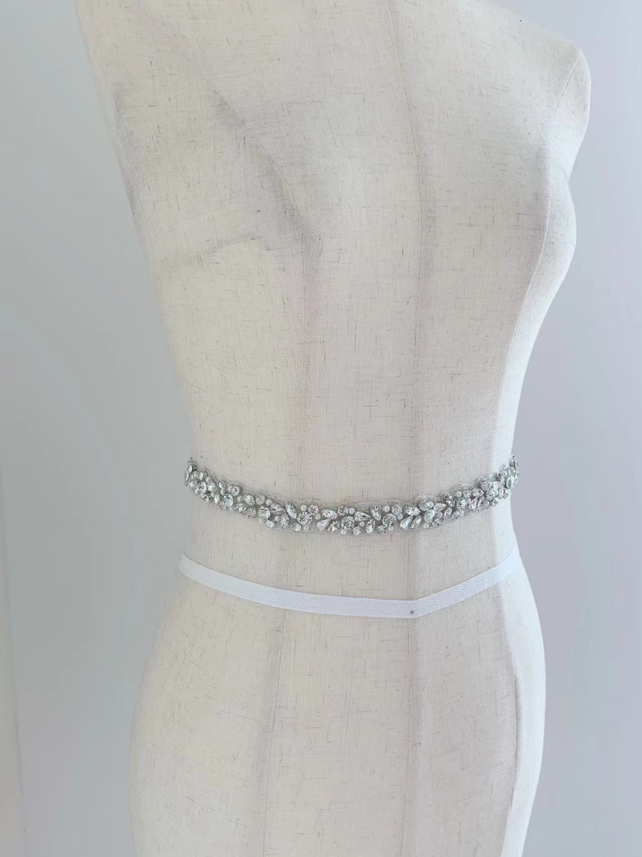 1 Yard/5 Yards Silver Crystal  - Bridal Sash Ribbon ulasan dan harga