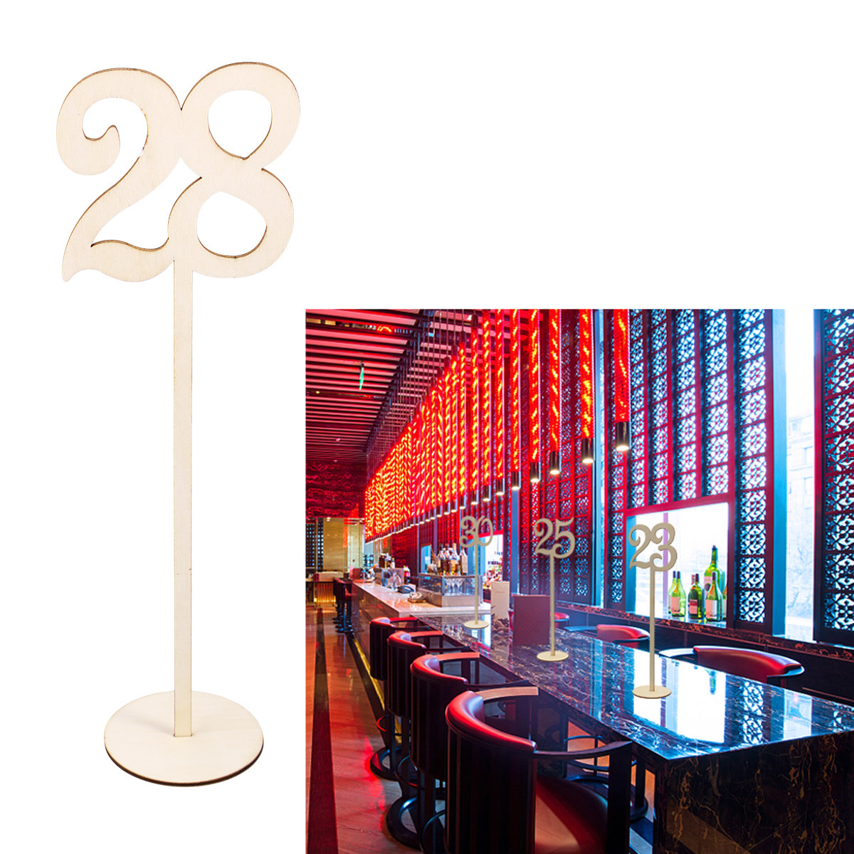 30Pcs Premium Wood Table Numbe - Wedding Solution ulasan dan harga