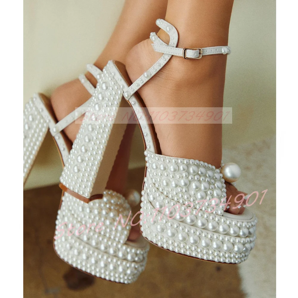 Women's White Pearl Platform S - Wedding Super ulasan dan harga
