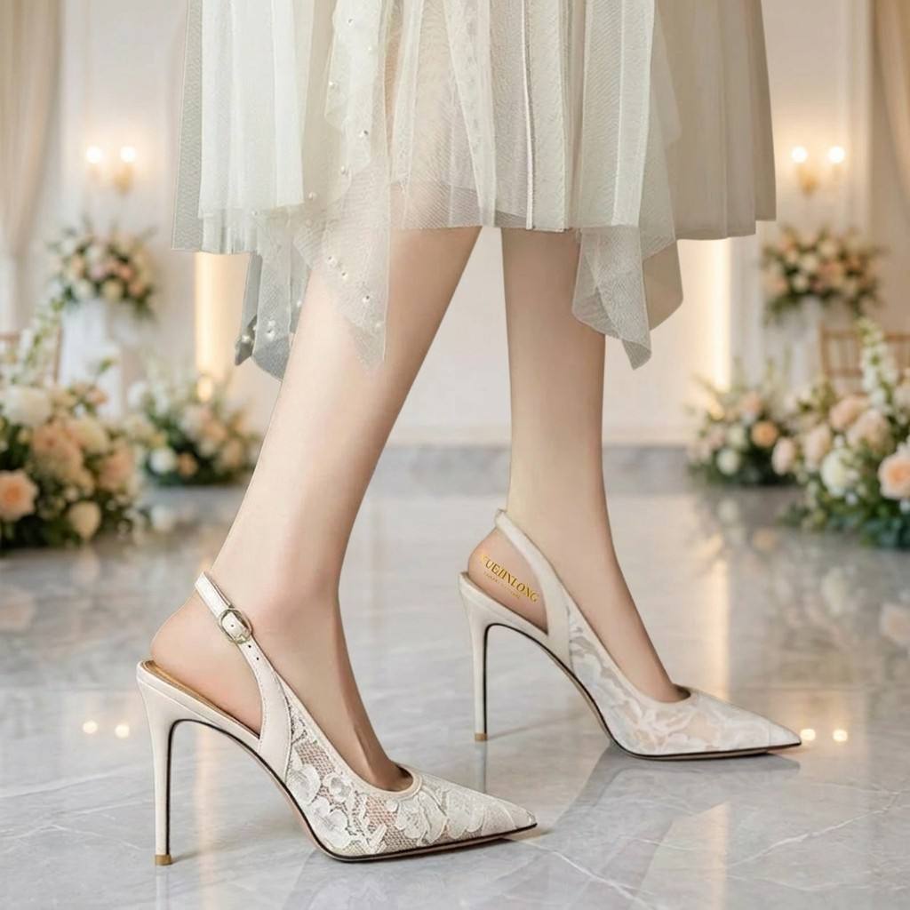 Sexy Sharp Toe Lace Mules Wome - Wedding Super ulasan dan harga