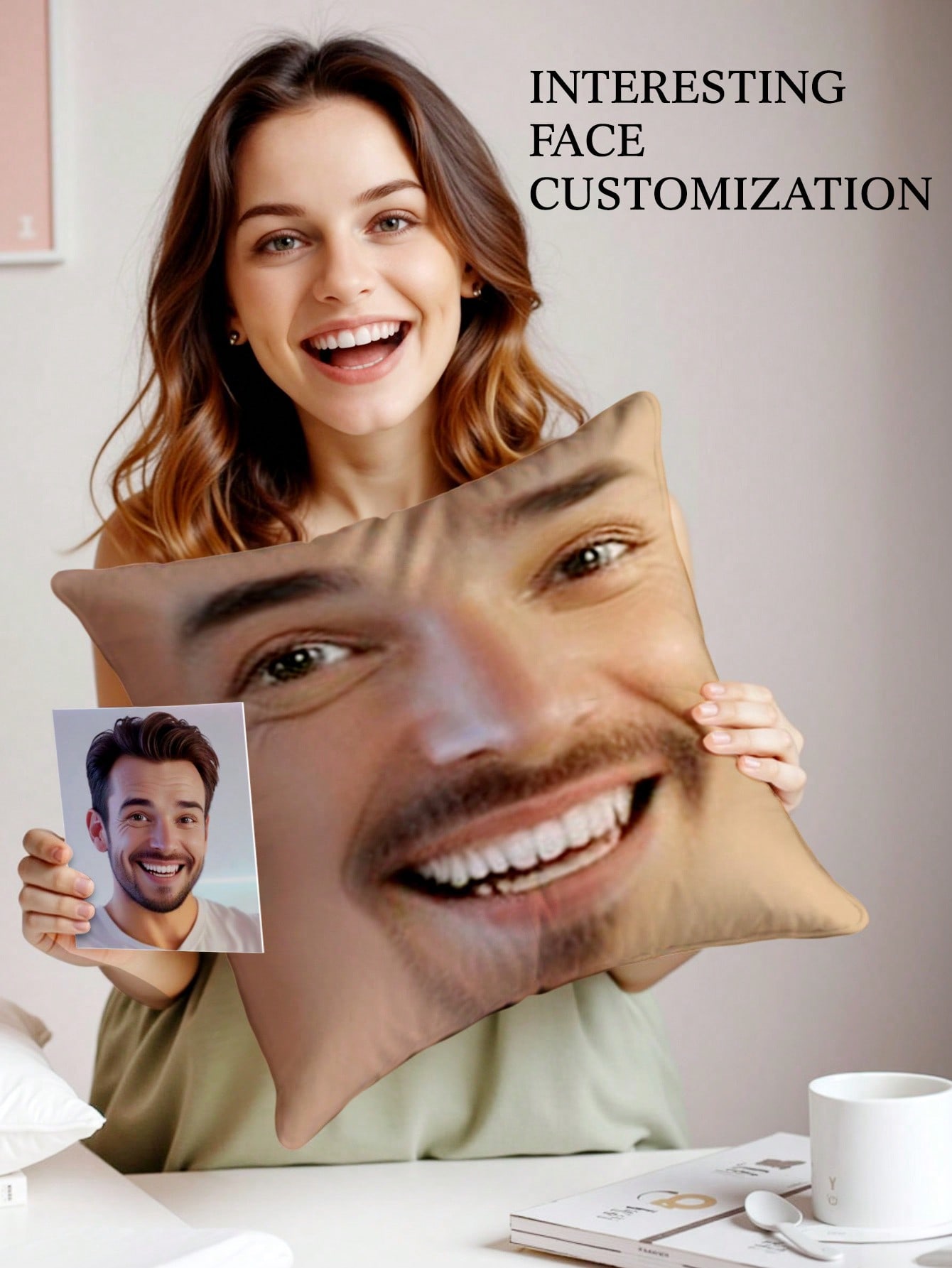1pc Custom Face Square Pillow  - Wedding Party Supply ulasan dan harga
