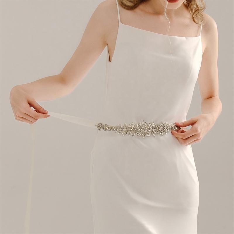 652F Shining Bridal Sash Belt  - Bridal Sash Ribbon ulasan dan harga