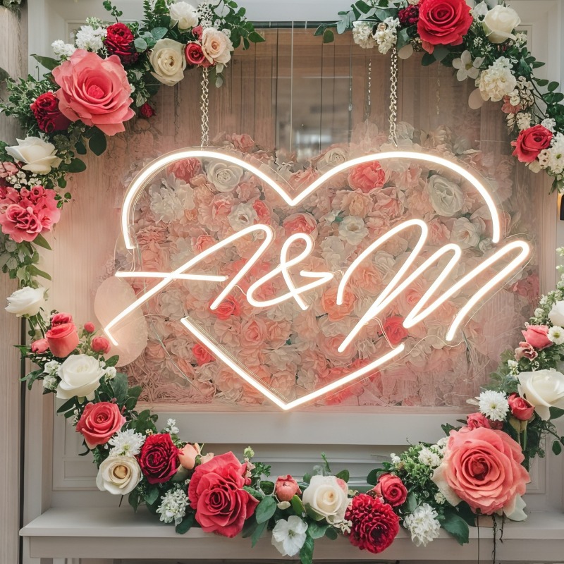 Custom Initials Heart LED Neon - Wedding Party Supply ulasan dan harga