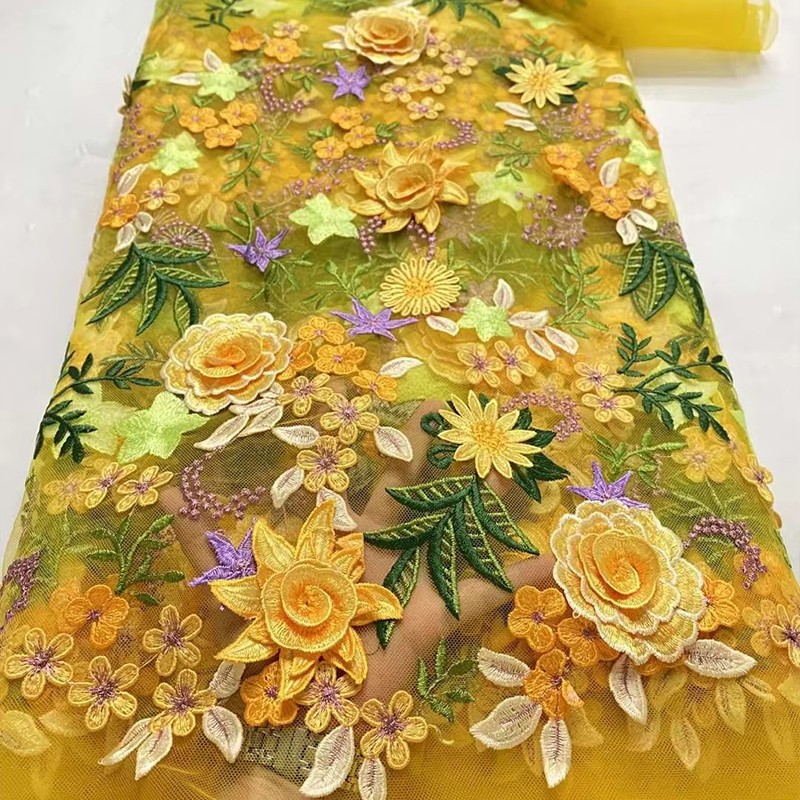 90x130cm 3D Floral Embroidered - Wedding Dress Supply ulasan dan harga
