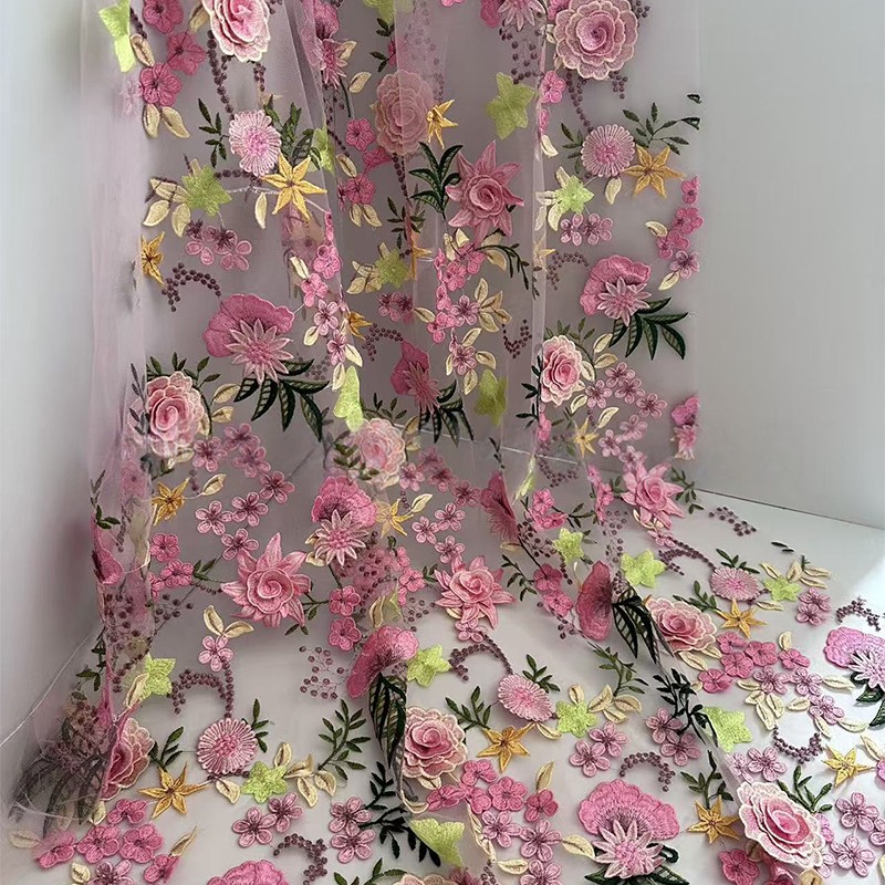90x130cm 3D Floral Embroidered - Wedding Dress Supply ulasan dan harga