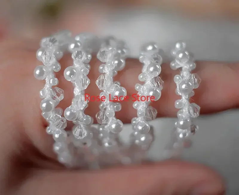 3 Yards Pearl lace trim, pearl - Bridal Sash Ribbon ulasan dan harga