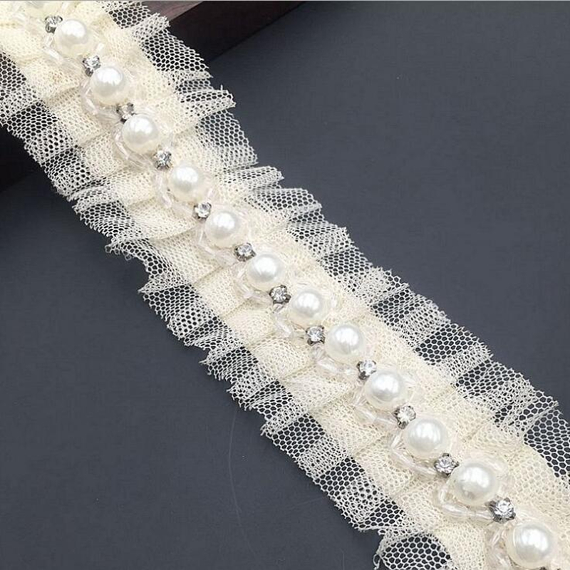 1 yard 1.5cm Ivory Pearl Beade - Bridal Sash Ribbon ulasan dan harga