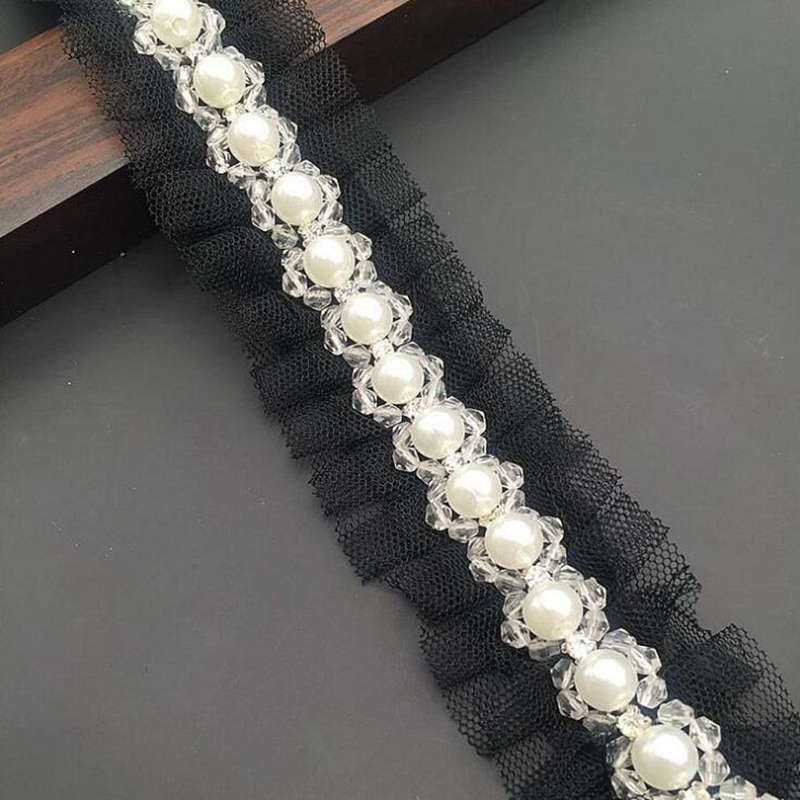 1 yard 1.5cm Ivory Pearl Beade - Bridal Sash Ribbon ulasan dan harga